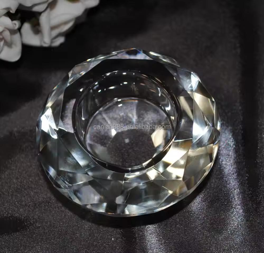 Cheap Handmade Decorative Tealight Medium Diamond Crystal Round Votive Candlestick Holder for Home Decoration