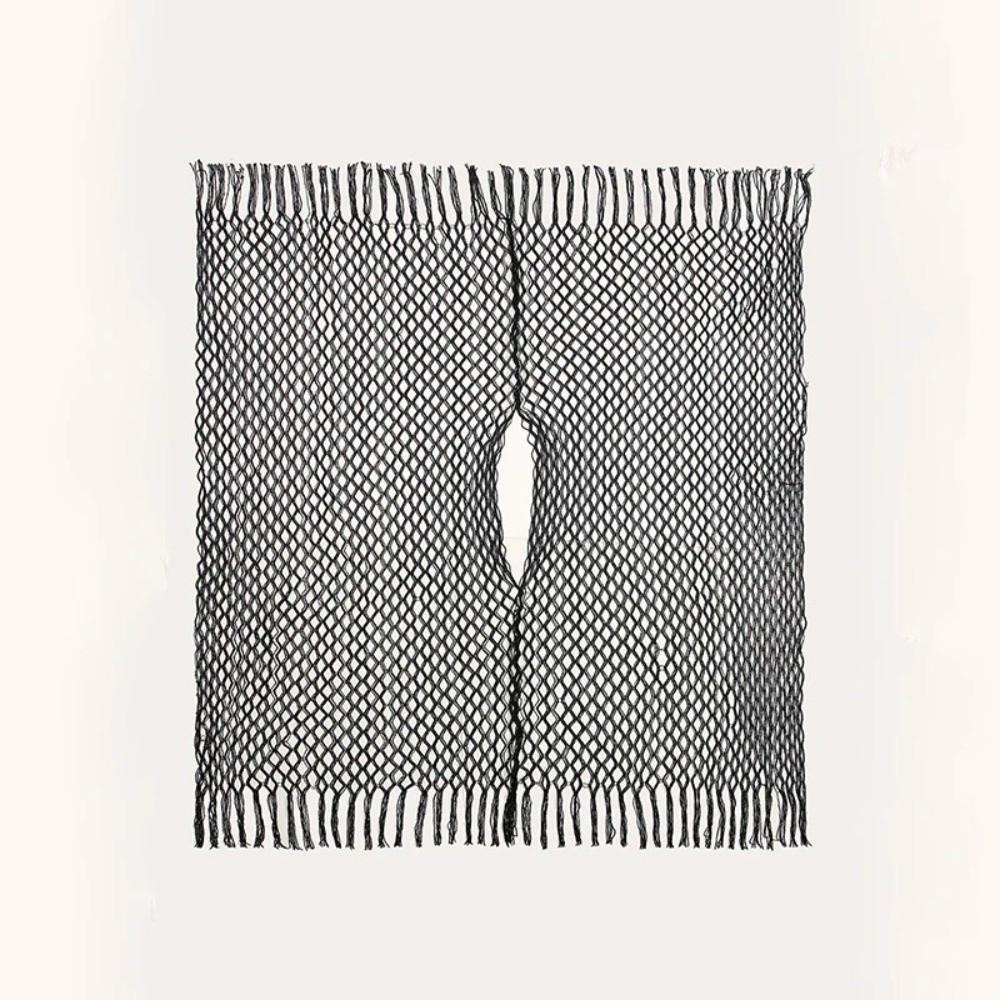 Through Hollow Out Pareo Solid Color Tassels Shawls Sexy Long Sleeve Cover Up for Women