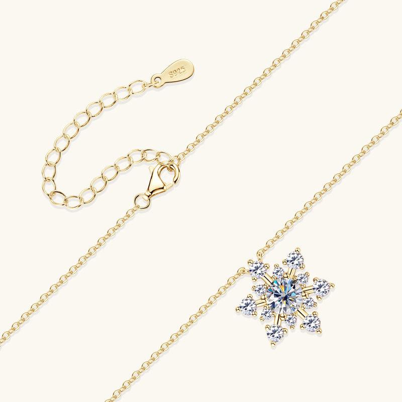 Silvere Glam The Charming New Ins Style In Silver And The Snowflake Moissanite Necklace S925 Sterling Silver Collarbone Chain