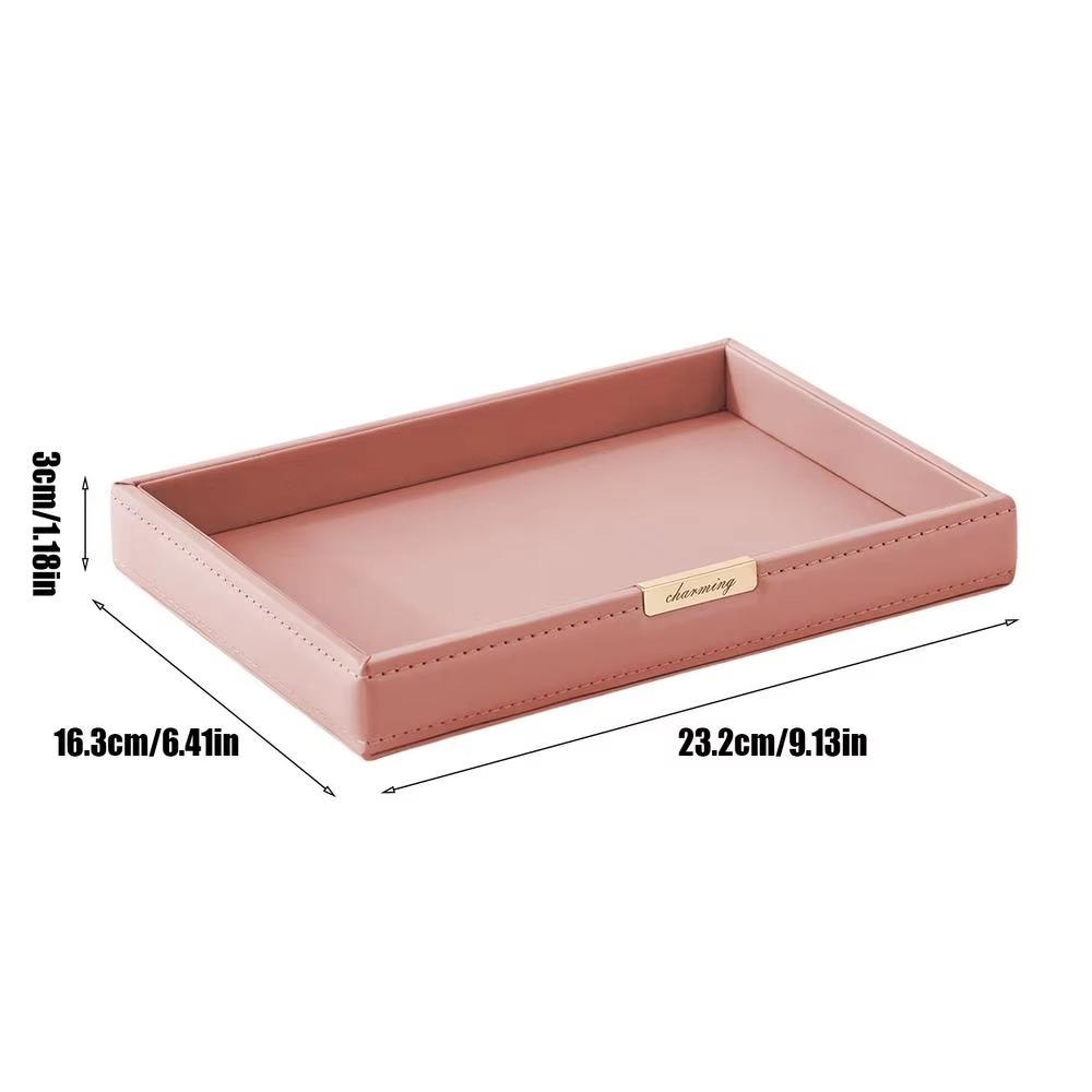 Nordic Desktop Storage Tray Leather Decorative Vanity Tray Watch Holder Perfume Tray  Bedroom