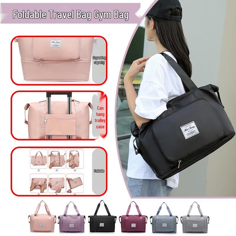 Skládací cestovní taška: Přenosná taška na jógu a fitness s oddělením na mokré a suché věci pro krátké výlety