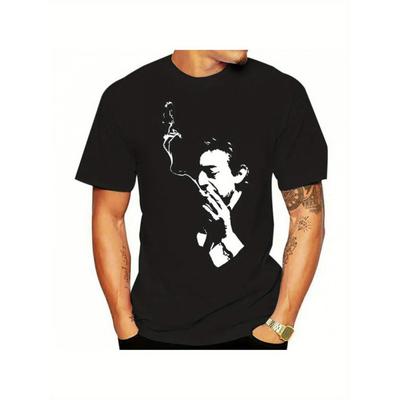 Men's & Women's Serge Gainsbourg French Pop Rock T-Shirt - Iconic Music Icon Print Short Sleeve Casual Round Neck Tee, S-4XL Sizes, Black, Year-Round
