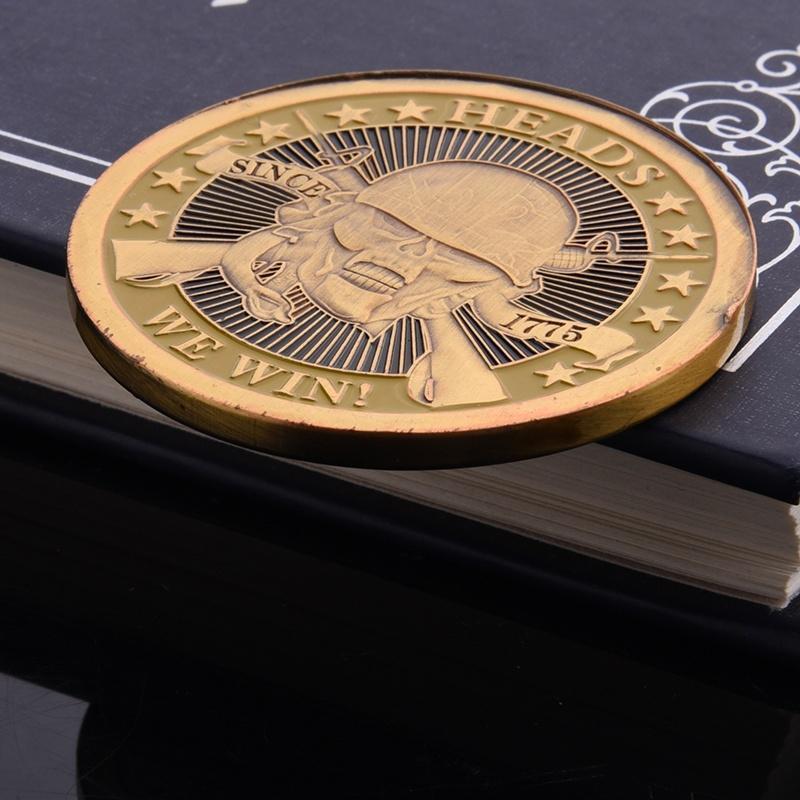 Heads We Win Tails You Lose Skull  Plated Commemorative Challenge Coins Art