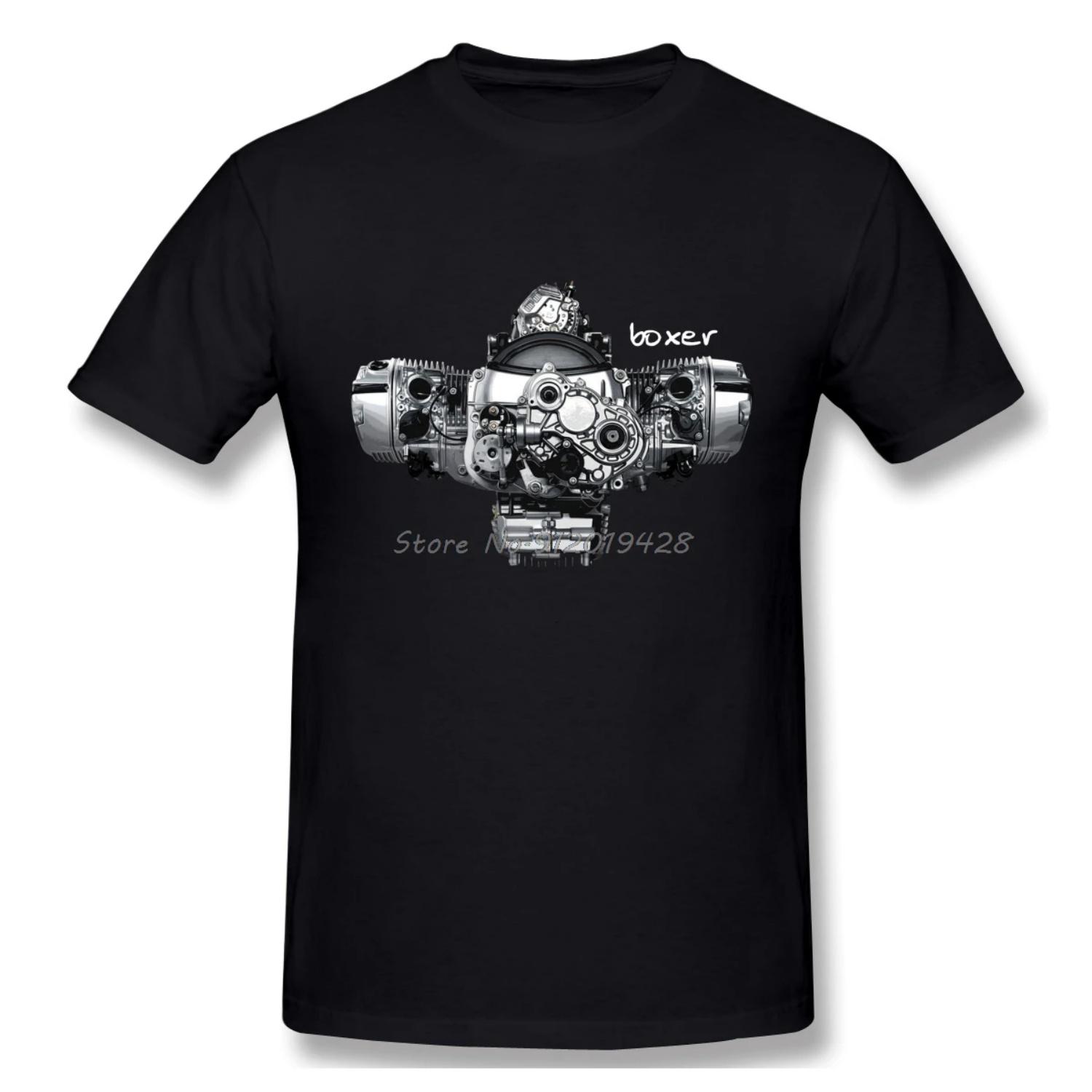 

Men Cotton TShirt Boxer Engine Mechanical Vintage Casual Streetwear Cool Design S чёрный