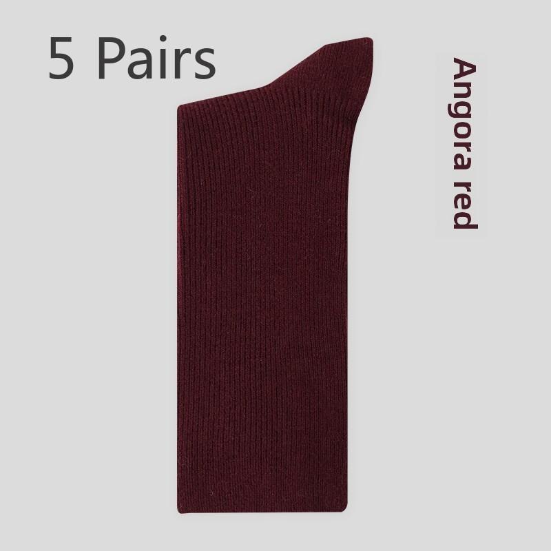 5 Pairs of Wool Socks Women's Winter Mid-tube Socks Double Needle Pile Socks Boneless Women's Winter Warm Stockings