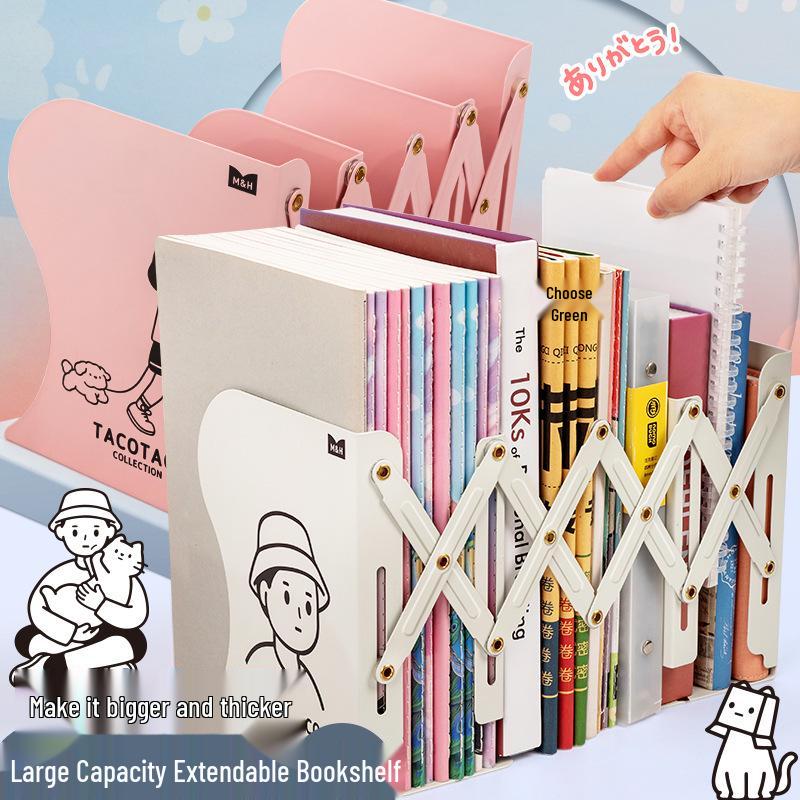 Mai & TACOTACO Adjustable Desktop Organizer Bookends with Dividers