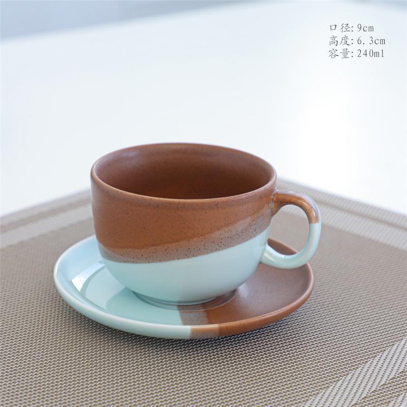 Retro Ceramic Coffee Cup And Saucer Set Creative Souvenir Cup Afternoon Tea Mug Coarse Pottery Coffee Cup