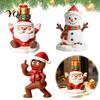 Reusable Christmas Decorations for Home Resin Figurine, Cute Clay Style Santa Snowman Gingerbread Man Creative Holiday Presents Friends Statue,