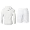 Men's Cotton Linen Hooded Long Sleeve Shirt and Shorts Set, Loose Fit Casual 2 Piece Outfit with Large Pockets for Spring and Fall