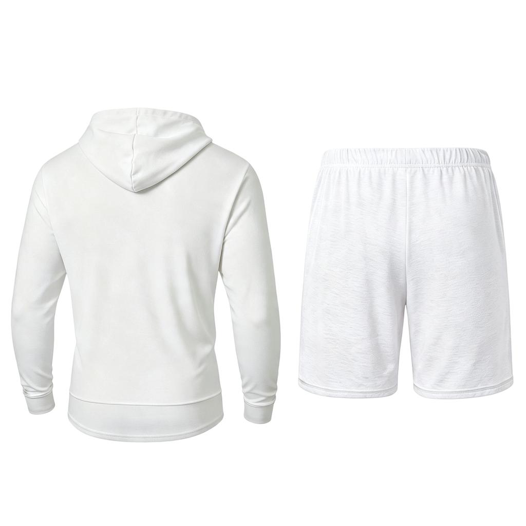 Men's Cotton Linen Hooded Long Sleeve Shirt and Shorts Set, Loose Fit Casual 2 Piece Outfit with Large Pockets for Spring and Fall