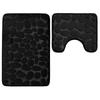 Non Slip Absorbent Bathroom Rug Set Grey Soft Pebble Design 1/2 Piece for Bathroom Toilet Front Floor Use
