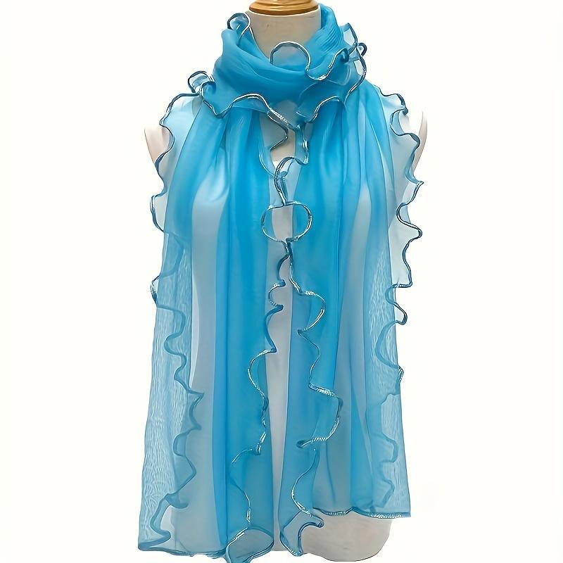 Vibrant Bohemian Chic Ruffle Edge Scarf - Lightweight, Breathable, Long Versatile Shawl for Sun Protection, Casual Wrap with Solid Color