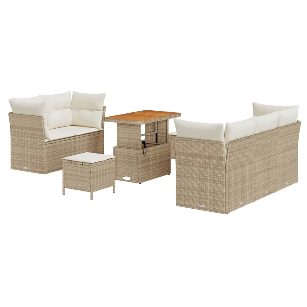 Garden Sofa Set with Cushions and Storage 8 pcs Beige and Cream