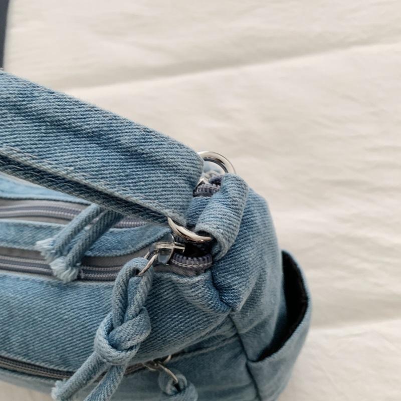 Vintage Denim Bag Crossbody Bag Women's Large Capacity Multi-Pocket Lightweight Shoulder Bag