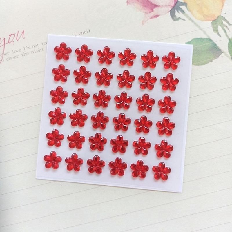 Sticker Beautiful Acrylic Red 3-4-5-6-8mm Double-sided Tape Bottom Decorative Face Sticker Single Round Diamond Beauty Mole