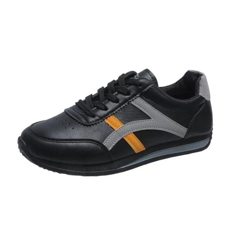 Fashion Striped White Sneakers Women New Leather Chunky Sports Shoes Thick Tennis Vulcanized Basket Platform Shoes Zapatos De Mujer