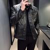 2026 Neue Herren Freizeit Lederjacke Mehrere Taschen Einfarbige Revers Motorradmantel Herbst Oberbekleidung Mode Biker Locker Streetwear