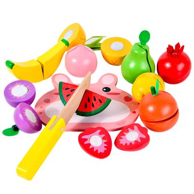 Wooden Fruit&Vegetables Pretend Kitchen Toys Simulation Food Cutting Magic Stickers Play House Kitchen Puzzle Game Children Toys