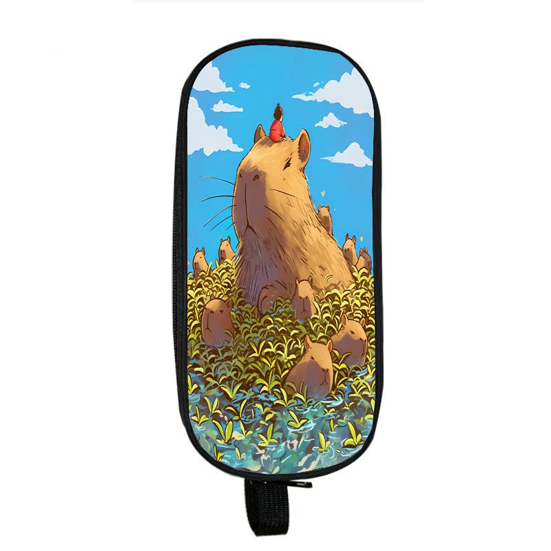 Capybara Cat Dog Pencil Cases Horse Tiger Panda Pencil Bag Wolf Pouch Holder Box for Girls Office Student Stationery Organizer School Supplies