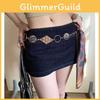 Beaded Waist Belt With Metal Chain And Silk Scarf For Daily Fashion