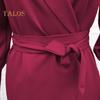 Abendkleid für Damen im Business-Stil, Umlegekragen, lange Ärmel, reine Farbe, schmale Passform, Schnürung, Kreuz-Cardigan-Kleid, Frühlings-Midikleid, OL-Pendlerkleid