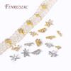 18K Gold Plated Multi-designs Zircon Flower Spacer Bars 2/3 Holes Separators for Strand Beads Jewelry Making Accessories