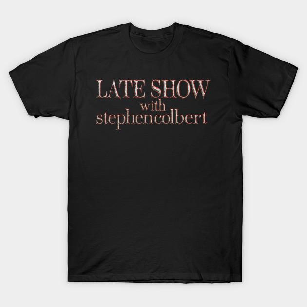 

Men Black Print T-shirt Late Show With Stephen Colbert No-Cut Transfer Paper Print Cotton Tshirt S чорний