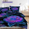 Rose Pattern Bedding Quilt Set Quilt Cover Pillowcase Home Decoration Birthday Gift (1 * Duvet Cover + 2 * Pillowcase, Without Core)
