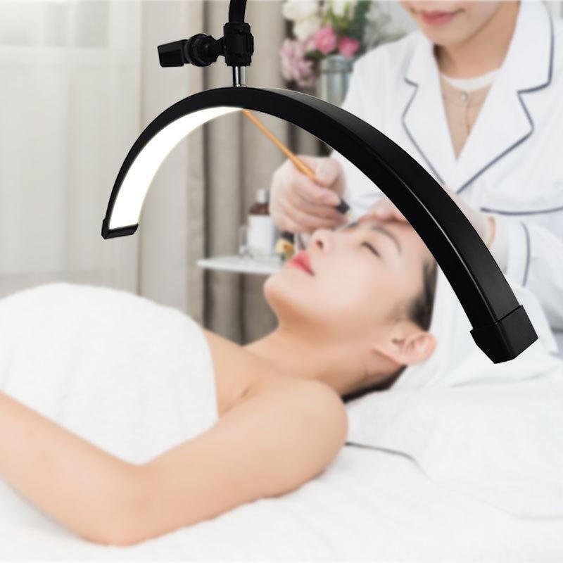 24" Half-Moon U-Shaped Beauty Floor Lamp - LED Fill Light for Nail Art, Eyelash Extensions, Eye Protection