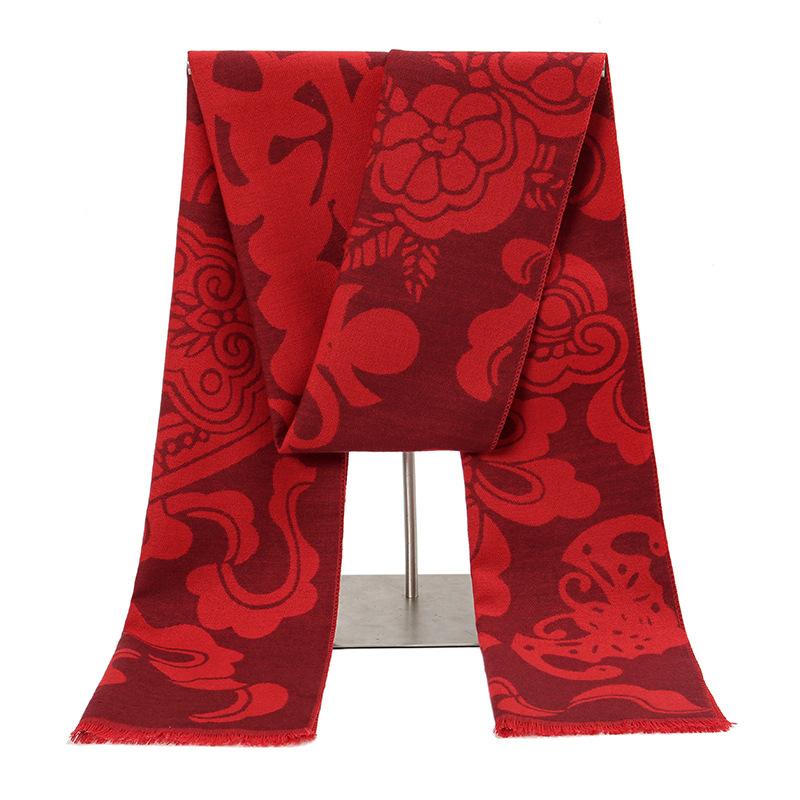 Red scarf autumn and winter thickened imitation cashmere big red scarf women's gift party blessing Chinese red scarf