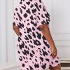 Dámská letní klopa Cardigan Noční košile s leopardím vzorem Pyžamo s krátkým rukávem