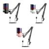 USB Condenser Mic Gaming Microphone 192kHz/24bit for Gamers Featuring Adjustable Boom Arm and Dynamic Lights