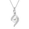 Elegant Freshwater Pearl Necklace with Sparkling Zircon Curve