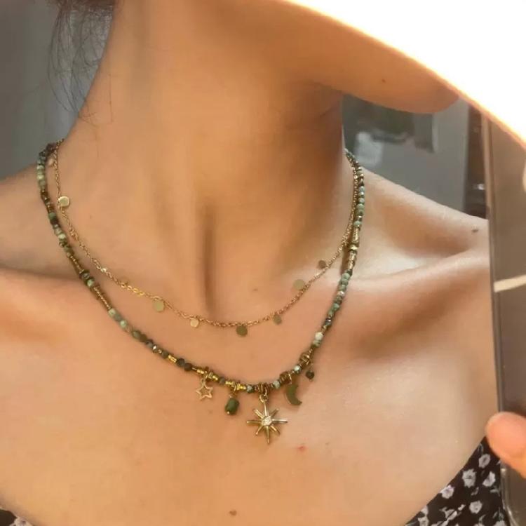 Handcrafted Sunflower Jewelry Beaded Necklace Adjustable Chain Necklace for Date