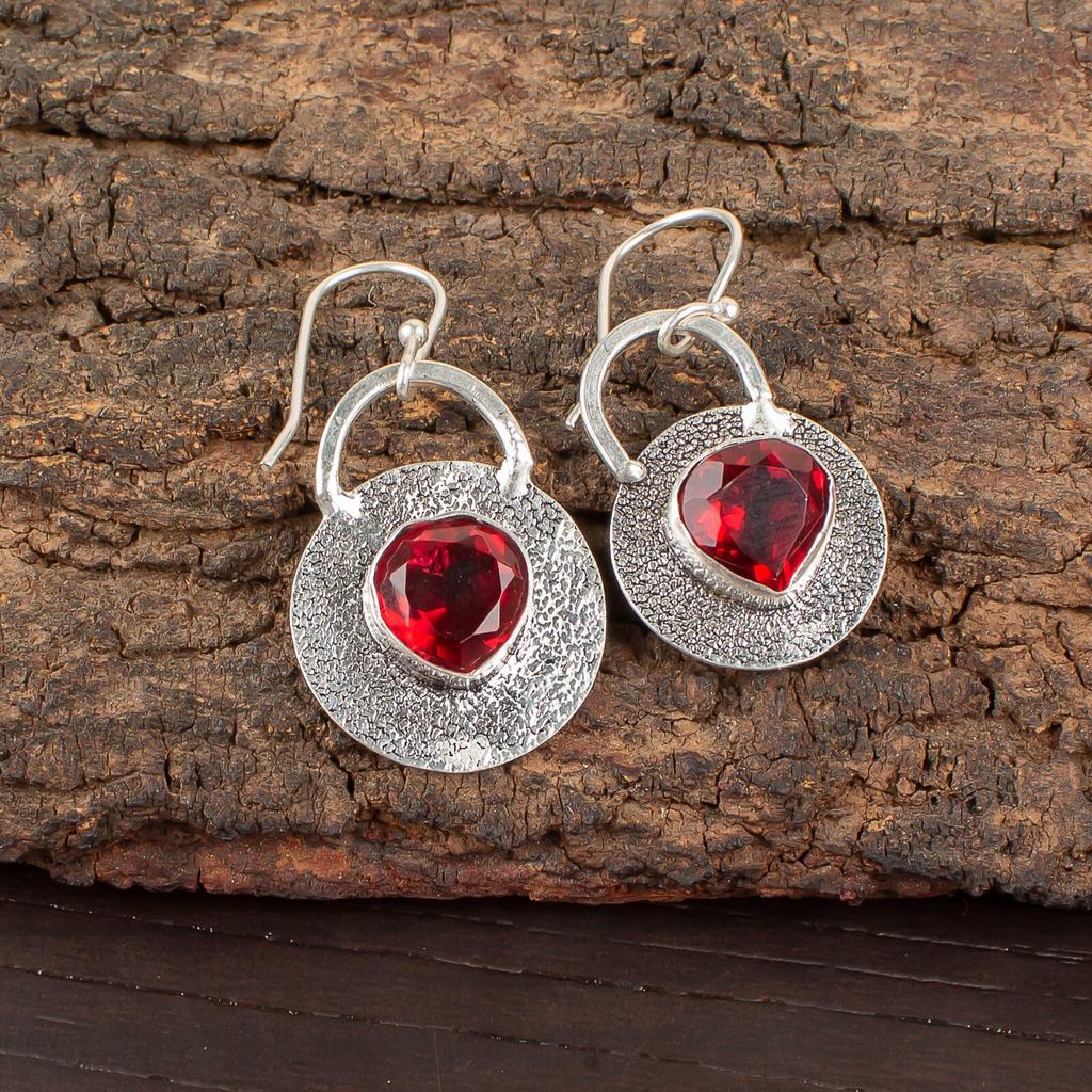 Pink Rubellite Gemstone 925 Sterling Silver Jewelry Handcrafted Earrings 1.30" EE-63-4