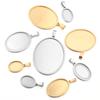 2-5 Stück Edelstahl Oval Cabochon Basis Leere Fassung Cabochon Cameo Tablett Anhänger für DIY Schmuckherstellung Halsketten Zubehör
