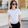 2024 Summer Short-sleeved New Round-neck Shirt, Lotus Joint T-shirt, Half-sleeved Undershirt, High-waisted Short Style, Slim, Fashionable and Sporty