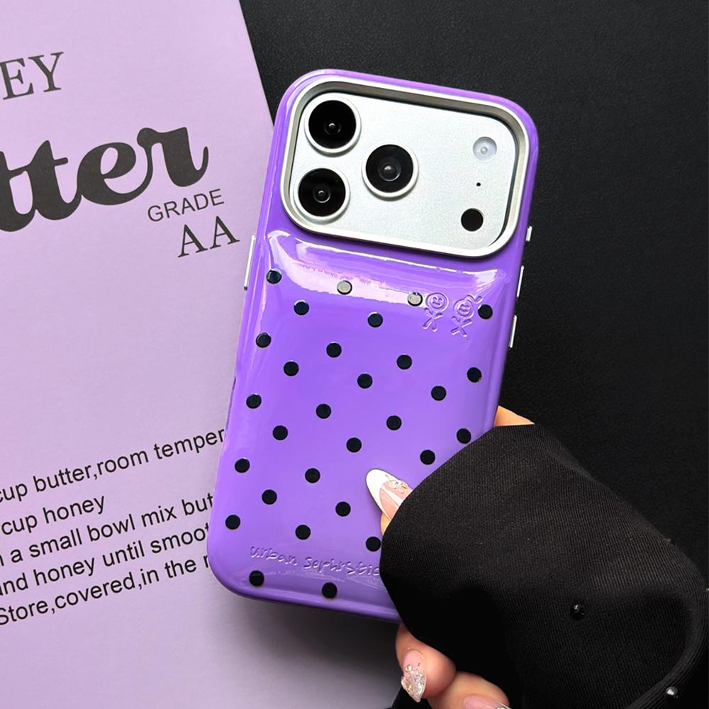 Candy Color PU Leather Puffer Polka Dots Phone Case For 16 17 Pro Max 17Pro 16Pro Shockproof Hard Protection Back Cover