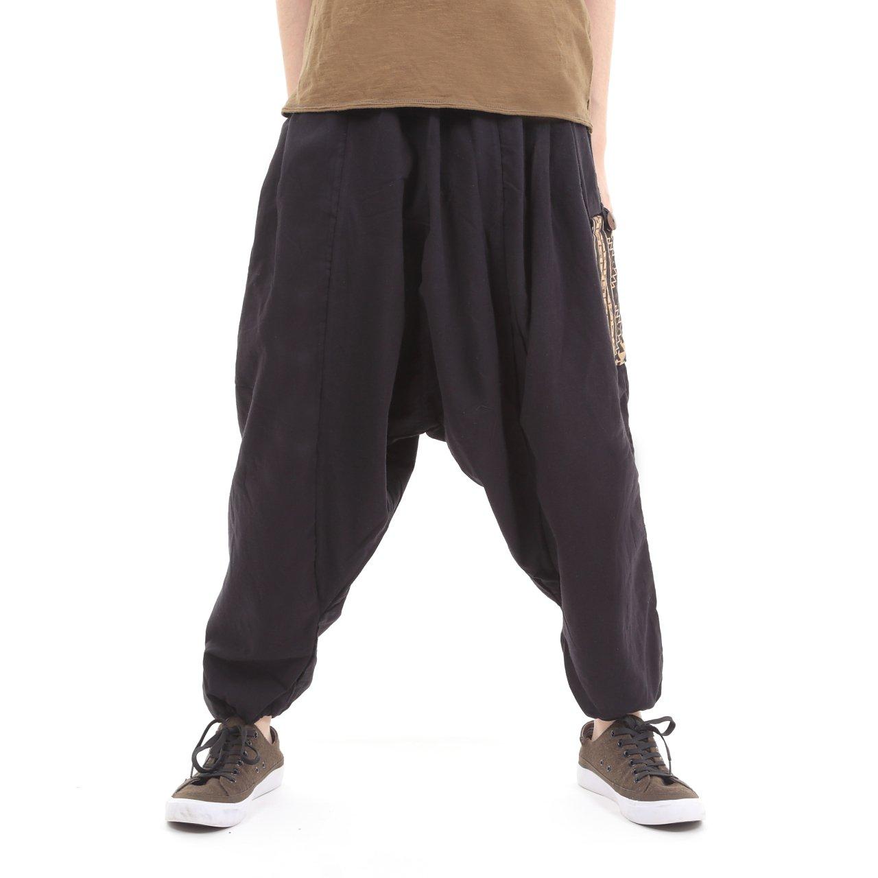 

Шаровары для мужчин и танцев и йоги, азиатская мода x женщины, 100% хлопок, всесезонные, стиль, (Черный Синий/Красный)