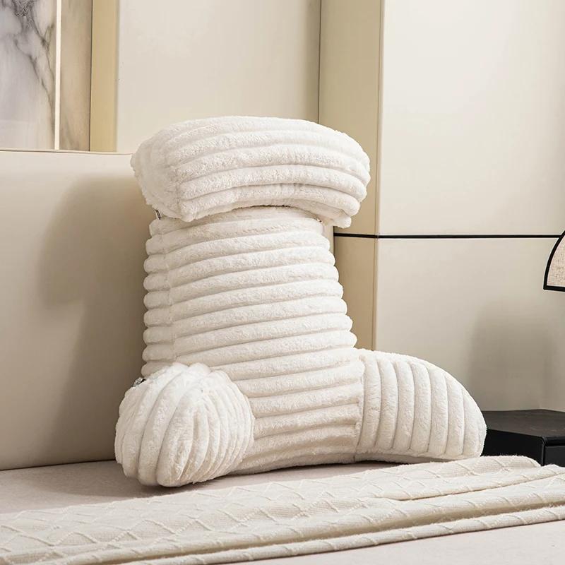 Single cushion thickened French fries fleece bedside backrest waist cushion removable and washable 75x40x55cm 1pcs белый