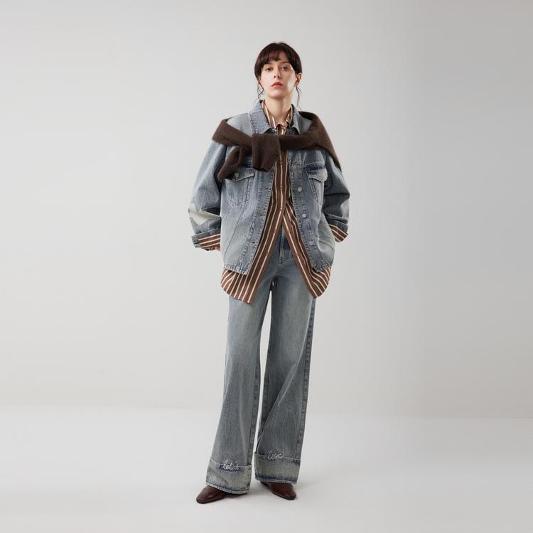 ELLE French Fashion Design Vintage Style Casual Loose Versatile Long Sleeve Denim Jacket Women jackets L8AFL160