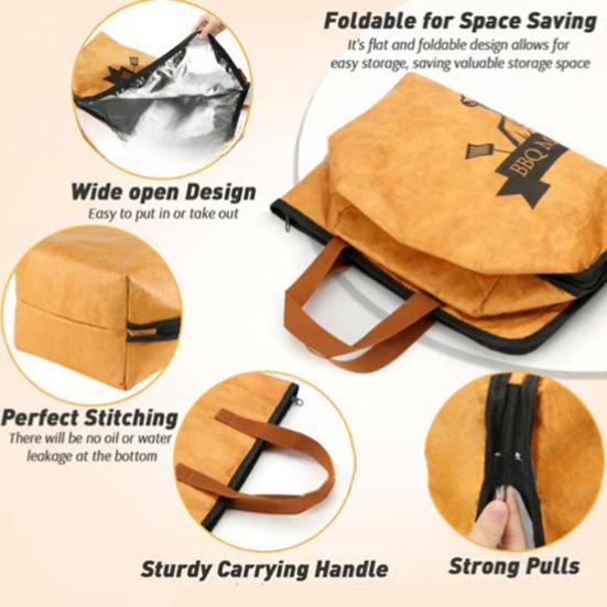 BBQ Meat Resting Blanket 5-Layer Insulated Leak-Proof Bag for Brisket Turkey Foldable Thermal Wrap for Grilling