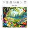 Nature Scenery Flower and Butterfly Tapestry Spring Forest Wall Art for Aesthetic Room and Nursery Decor
