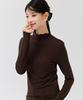 CHASECULT Women'S Frill Mock Neck Fleece T-Shirt - Brown