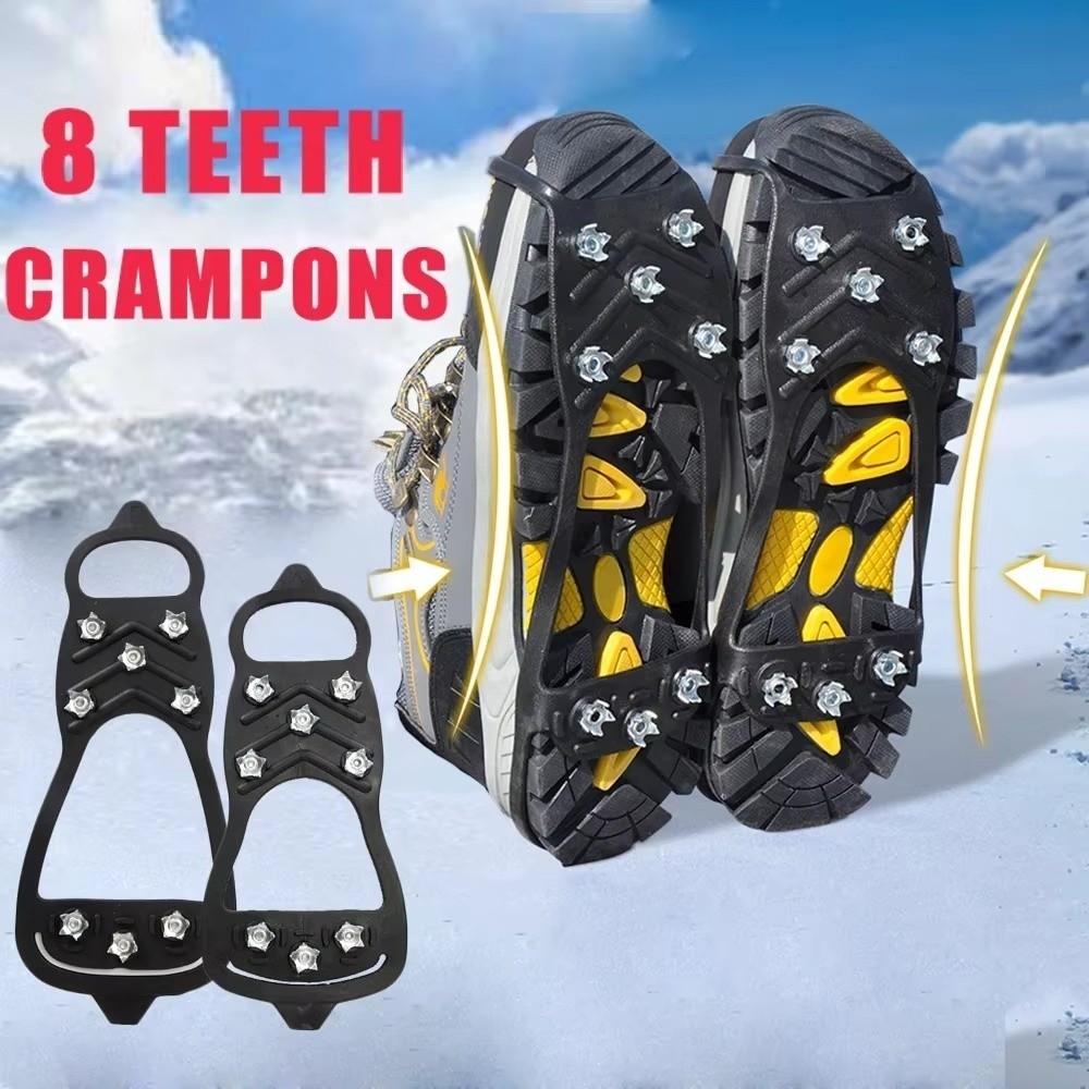 1 Pair New 5/8 Teeth Ice Gripper Spike Universal Spike Shoes Crampons Anti-Slip Climbing Crampon Winter Outdoor 5 Teeth-34-46