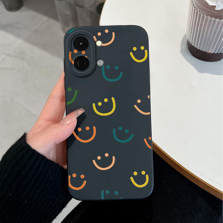 Cute Smiley Face Pattern Fashion Case For Tecno Spark Go 3 2 1S 30 40 40C Pova 7 Ultra Pro Neo Phone Cover Soft Liquid Silicone Non Slip Durable Shell