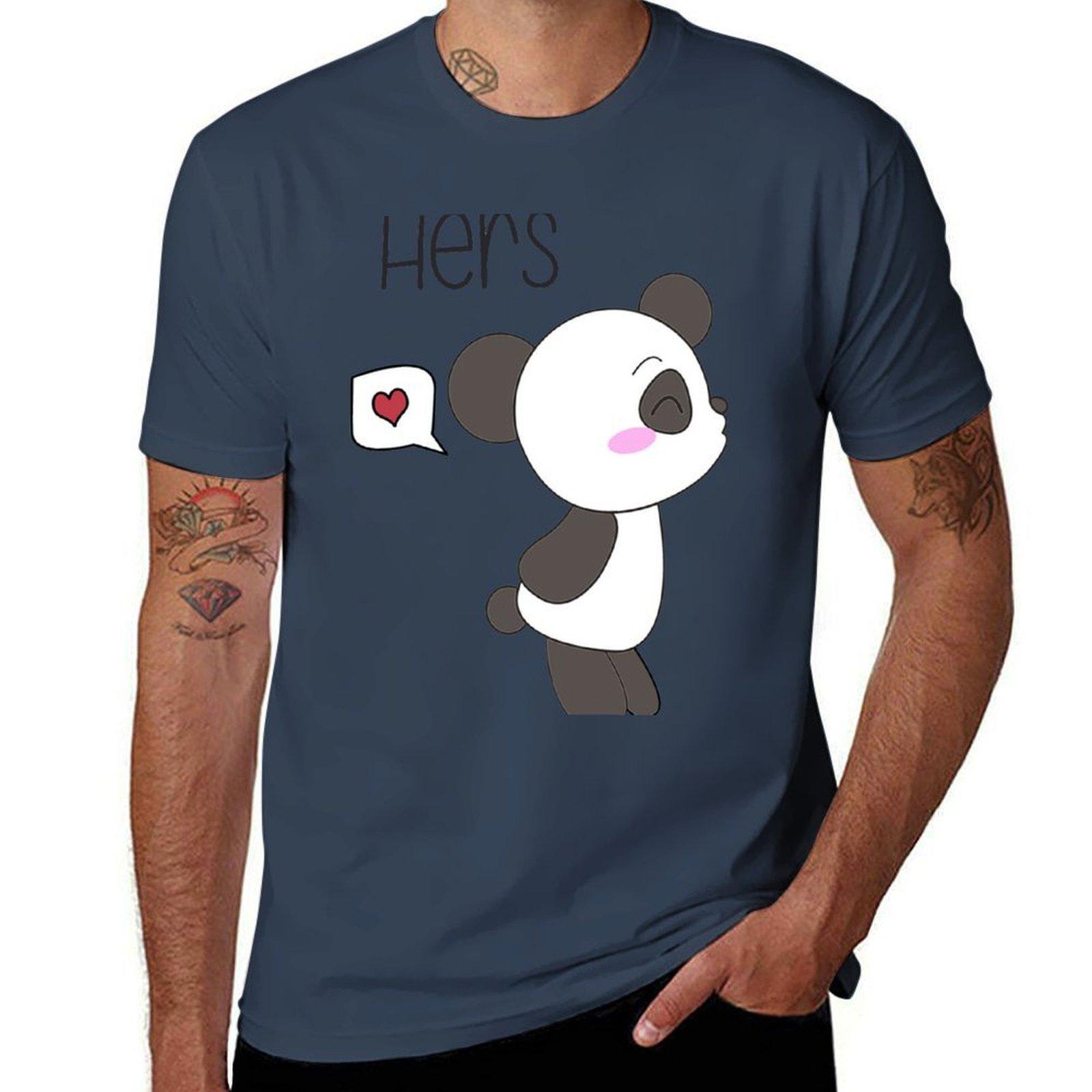 His Hers Panda (Couple Shirts) Boy Version Tshirt Sweat Resistant Workout Tee Shirt S