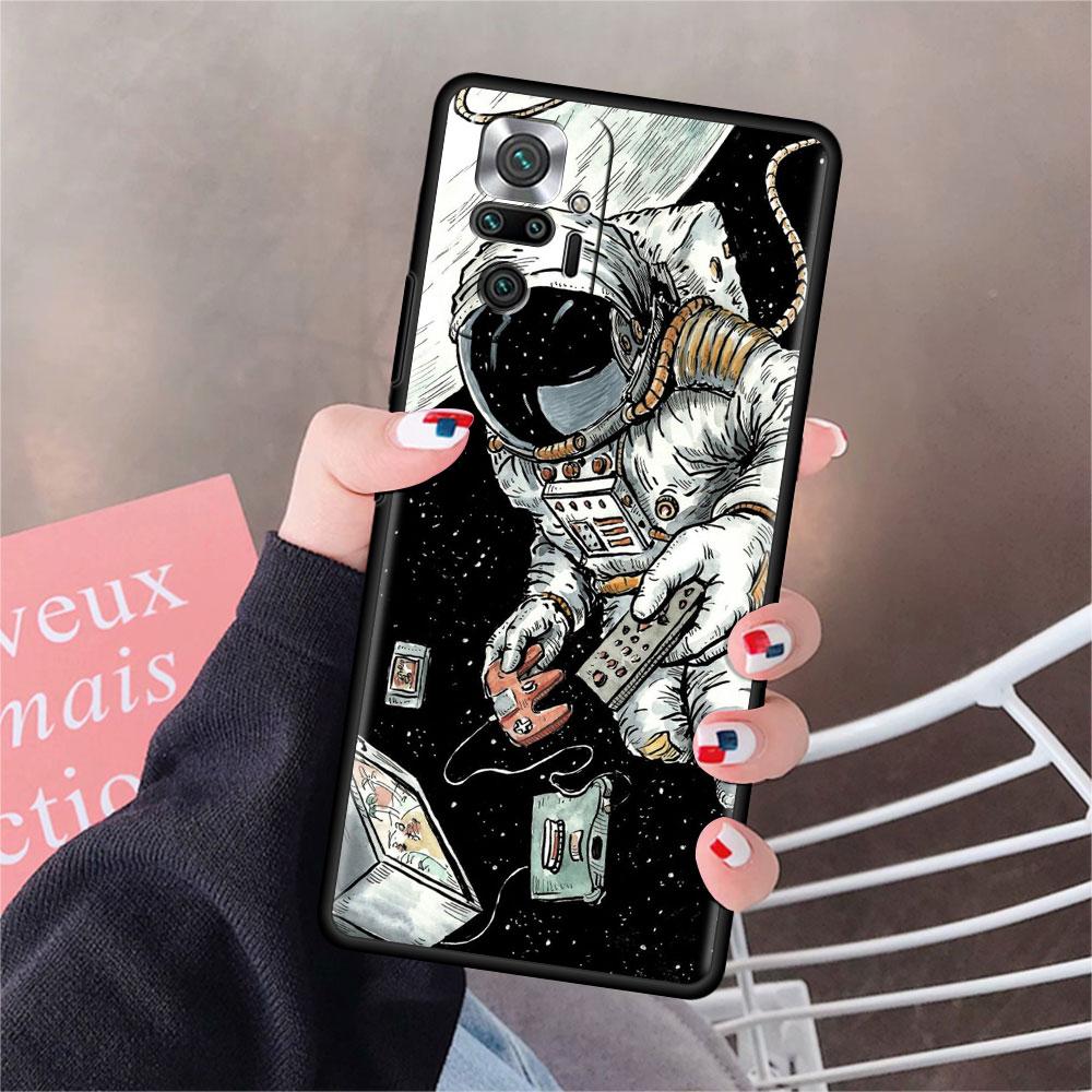 Hülle für Xiaomi Redmi Note 10 9 11 Pro Weiche Handyhülle 10S 9S K40 8 9A 9C 9T 7 10C 8T Silikonhülle Universum Cooler Astronaut