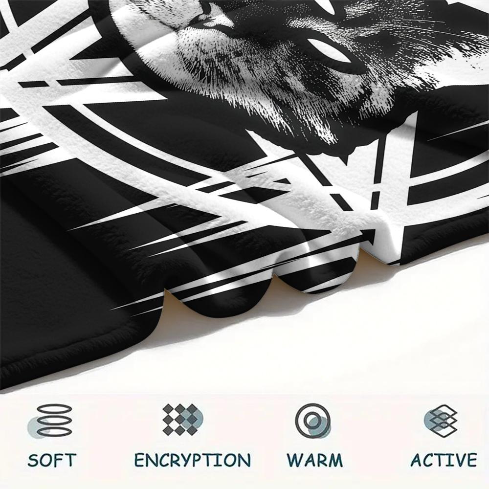 1PC Satan Symbol Print Flannel Blanket, High quality All Seasons, Home Decor, Warmth and Comfort, Perfect for Christmas Gifts