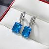 Sweet And Luxurious  Jewelry, European And American Sparkling Personality, Bride'S Wedding, Blue Zircon Earrings